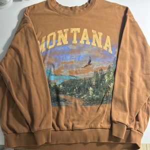 Oversized Brown Montana Mountains Sweatshirt